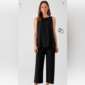 Eileen Fisher Petites Washable Stretch Crepe Straight Gray Pant Size PL